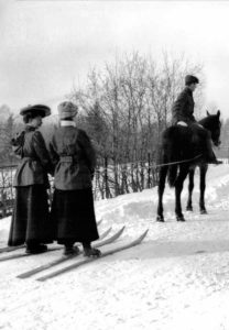 Two Ladies Talk While Skijoring in 1909 Norway | Writer Mariecor | WriterMariecor.com