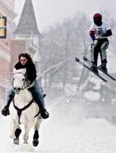 Skijoring Team of Female Rider and Skier | Writer Mariecor | WriterMariecor.com