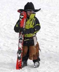 Young Cowboy with Skis | Writer Mariecor | WriterMariecor.com