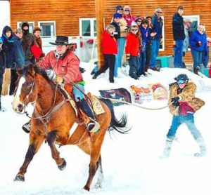 Skijoring Team of Female Rider and Skier | Writer Mariecor | WriterMariecor.com