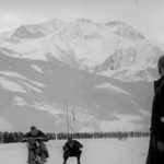 Vintage photo of skijoring via motorbike | Writer Mariecor | WriterMariecor.com