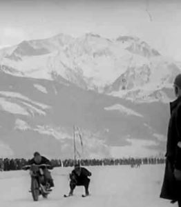 Vintage photo of skijoring via motorbike | Writer Mariecor | WriterMariecor.com